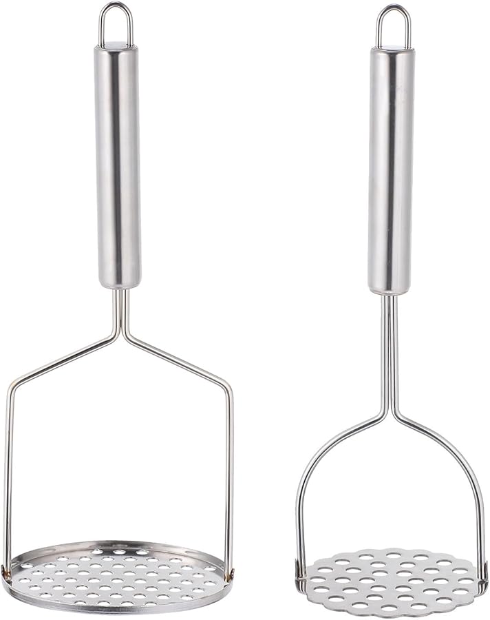 Stainless Steel Potato Masher Set 2 Pieces Kitchen Gadget for Mashing Vegetables - Image 1